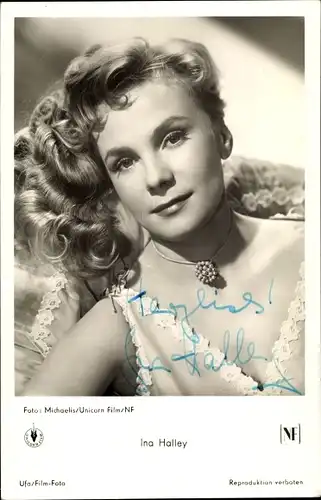 Ak Schauspielerin Ina Halley, Portrait, Autogramm