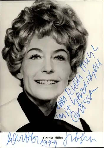 Ak Schauspielerin Carola Höhn, Portrait, Autogramm