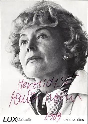 Ak Schauspielerin Carola Höhn, Portrait, Autogramm