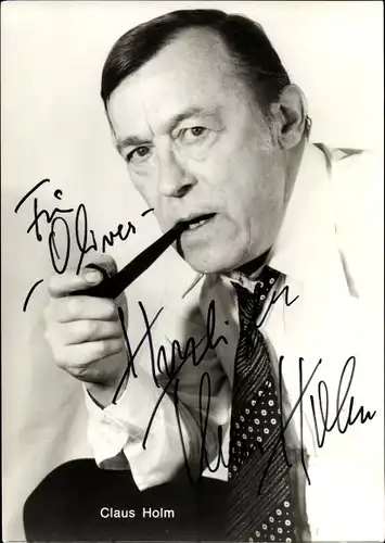 Ak Schauspieler Claus Holm, Portrait, Autogramm, Pfeife