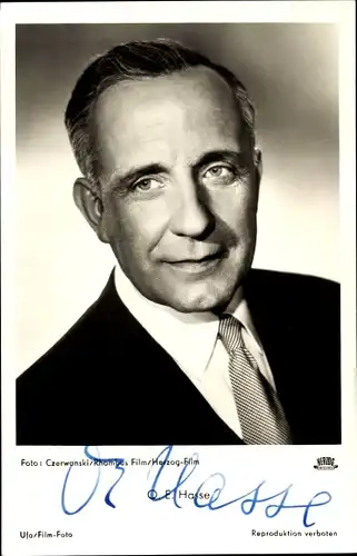 Ak Schauspieler O. E. Hasse, Portrait, Autogramm, Film Kitty und die große Welt