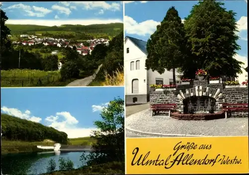 Ak Ulm Ulmtal Greifenstein im Westerwald Hessen, Allendorf, Panorama, Staumauer, Brunnen