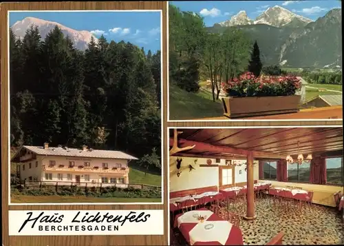 Ak Berchtesgaden in Oberbayern, Haus Lichtenfels, Panorama, Speiseraum