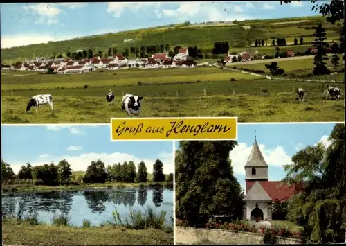 Ak Henglarn Lichtenau in Westfalen, Panorama mit Kuhweide, Gewässer, Gebäude