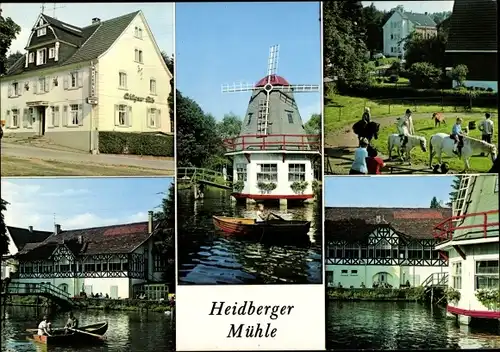 Ak Haan im Rheinland, Heidberger Mühle, Restaurant, Außenansicht, Pferde
