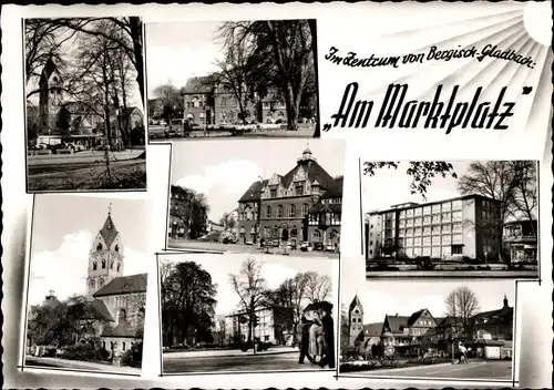 Ak Bergisch Gladbach Nordrhein Westfalen, Kirche, Marktplatz, Gebäude