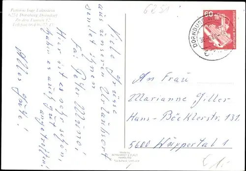 Ak Dorndorf Dornburg im Westerwald, Pension Inge Lahnstein, Haus am Wald, Speiseraum