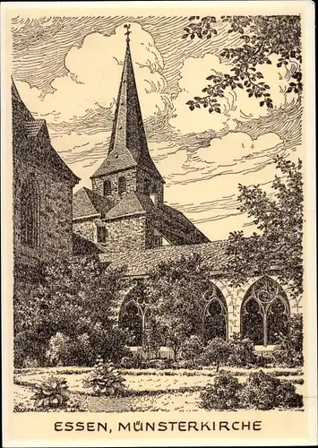 Künstler Ak Rockenbach, M., Essen im Ruhrgebiet, Münsterkirche