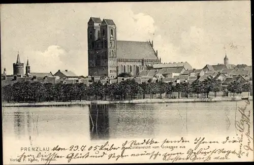 Ak Prenzlau in der Uckermark, Totalansicht vom Uckersee aus