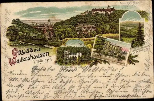 Litho Waltershausen in Thüringen, Inselsberg, Hotel Philippshöhe, Pensionat