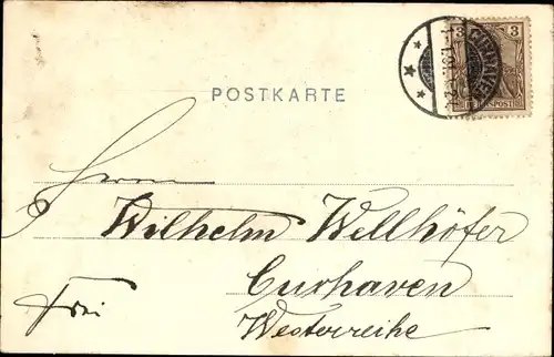 Passepartout Ak Nordseebad Cuxhaven, Jahreszahl 1901, Schlossgarten, Hafen, Schloss Ritzebüttel