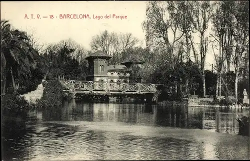 Ak Barcelona Katalonien Spanien, Lago del Parque