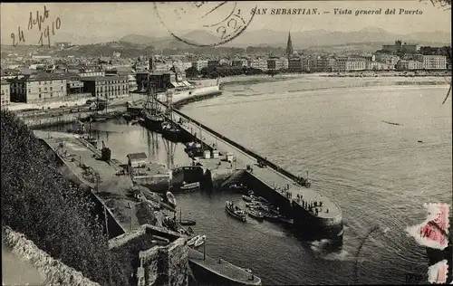 Ak Donostia San Sebastian Baskenland, Vista general del Puerto