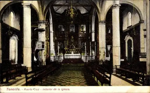 Ak Puerto Cruz Teneriffa Kanarische Inseln Spanien, Interior de la Iglesia