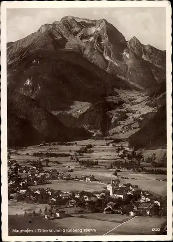 Ak Mayrhofen im Zillertal Tirol, Panorama mit Grünberg