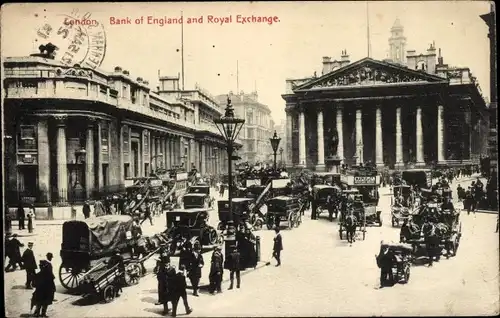 Ak London City England, Bank of England and Royal Exchange