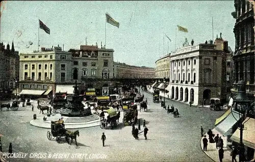 Ak London City, Piccadilly Circus and Regent Street, Traffic