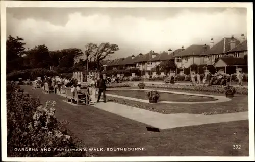 Ak Southbourne South West England, Gardens and Fisherman's Walk