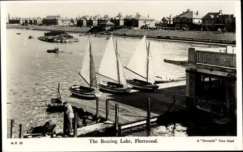 Ak Fleetwood North West England, The Boating Lake, Segelboote