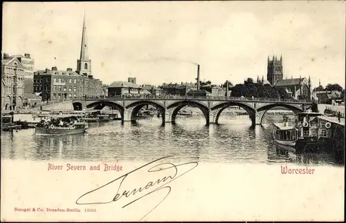 Ak Worcester West Midlands England, River Severn and Bridge