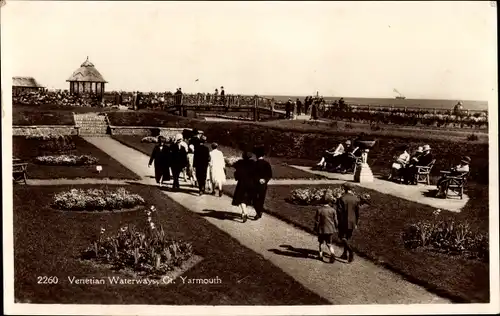 Ak Great Yarmouth Norfolk England, The Venetian Waterways