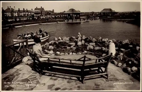 Ak Great Yarmouth Norfolk England, The Waterways, Ruderboot