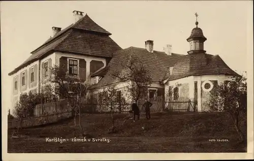 Foto Ak Karlštejn Karlstein Mittelböhmen, Zamek u Svratky