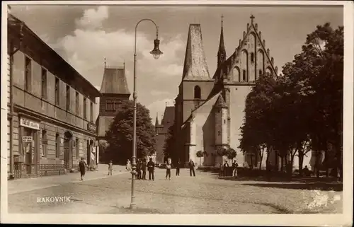 Ak Rakovnik Rakonitz Mittelböhmen, Straßenpartie