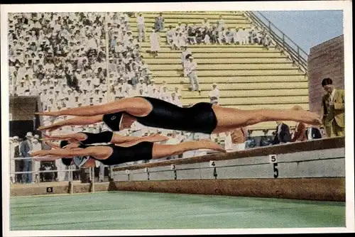 Sammelbild Olympia 1932, 100 Meter Freistilschwimmen für Damen