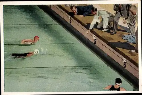 Sammelbild Olympia 1932, 100 Meter Freistilschwimmen für Damen