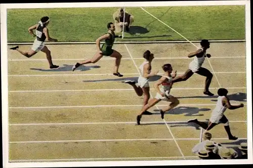 Sammelbild Olympia 1932, 100 Meter Lauf, Tolan, Metcalfe, Jonath