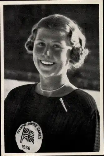 Sammelbild Olympia 1936, Olympische Winterspiele, Eiskunstläuferin Cecilia Colledge