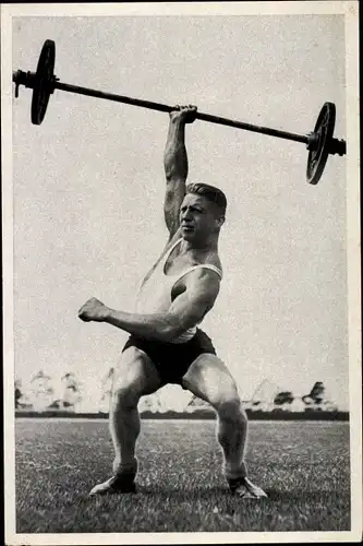 Sammelbild Olympia 1936, Deutscher Gewichtheber Obschruf