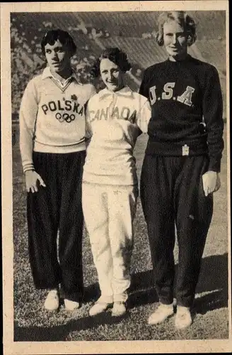 Sammelbild Olympia 1932, Stella Walsh, Hilda Strike, Wilhelmine von Bremen