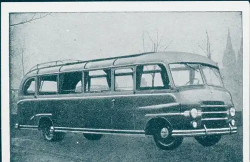 Sammelbild Das Kraftfahrzeug, Ford Omnibus, Dt. Omnibusse nach 1945
