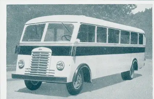 Sammelbild Das Kraftfahrzeug, Ford V 8 Omnibus, Dt. Omnibusse nach 1945