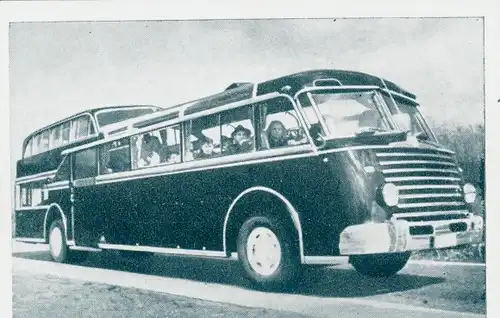 Sammelbild Das Kraftfahrzeug, 1 1/2 Deck Aero Faun Bus, Dt. Omnibusse nach 1945