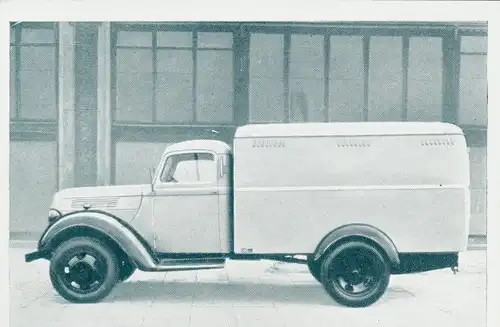Sammelbild Das Kraftfahrzeug, Ford Kastenwagen, Dt. Lastkraftwagen nach 1945