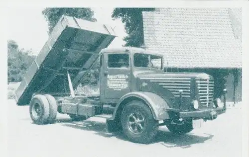 Sammelbild Das Kraftfahrzeug,MAN F 8 Seitenkipper, Dt. Lastkraftwagen nach 1945