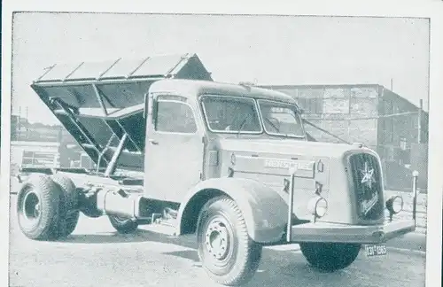 Sammelbild Das Kraftfahrzeug, Henschel HS 140 K Pritschenwagen, Dt. Lastkraftwagen nach 1945