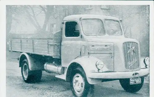 Sammelbild Das Kraftfahrzeug, Henschel HS 100 K Pritschenwagen, Dt. Lastkraftwagen nach 1945