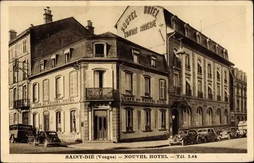 Ak St. Dié Lothringen Vosges, Nouvel Hotel, Cafe