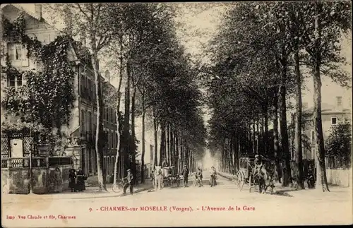 Ak Charmes sur Moselle Lothringen Vosges, L'Avenue de la Gare