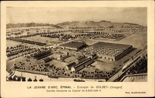 Ak Golbey Lothringen Vosges, La Jeanne d'Arc, Epinal, Entrepot de Golbey, Societe Anonyme