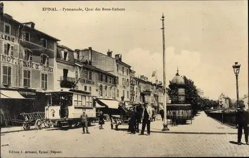 Ak Épinal Lothringen Vosges, Promenade, Quai des Bons Enfants, Straßenbahn 8