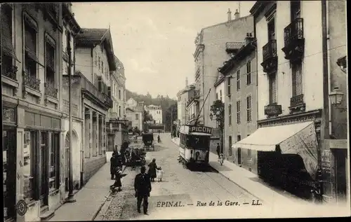 Ak Épinal Lothringen Vosges, Rue de la Gare