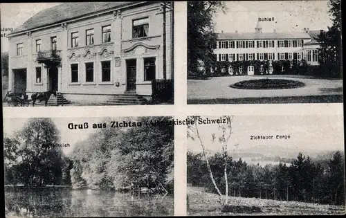 Ak Zichtau Gardelegen Altmark, Schloss, Handlung, Schlossteich, Berge
