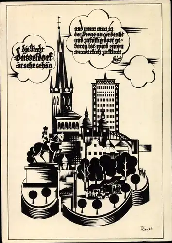 Künstler Ak Düsseldorf am Rhein, Gesolei 1926, Wahrzeichen der Stadt