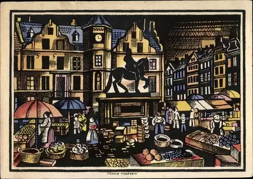 Künstler Ak Marten, Franz, Düsseldorf am Rhein, Gesolei 1926, Marktplatz