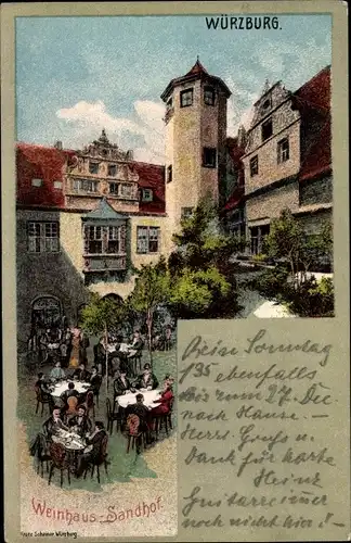 Ak Würzburg am Main Unterfranken, Weinhaus Sandhof